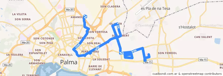 Mapa del recorrido Bus 24: Son Hugo → Son Llàtzer de la línea  en Palma.
