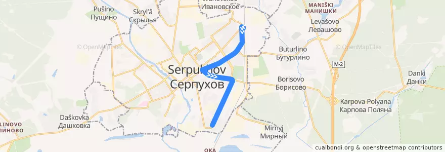 Mapa del recorrido Автобус №8 Станция Серпухов - Прогонная улица de la línea  en городской округ Серпухов.