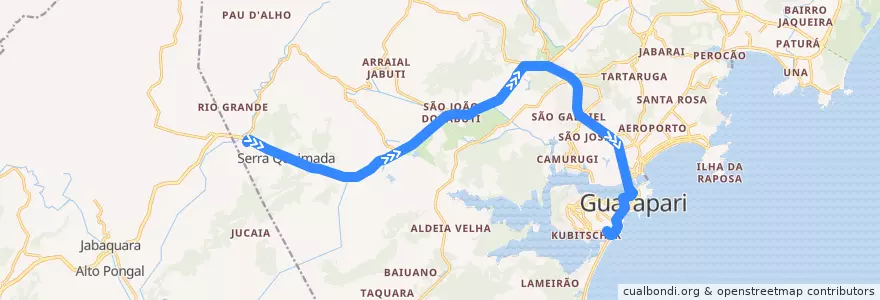 Mapa del recorrido 055 Rio Grande x Praça Vitória de la línea  en Guarapari.