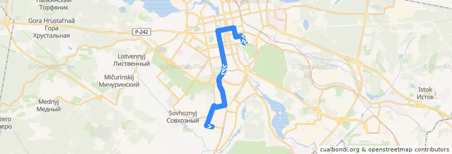 Mapa del recorrido Трамвай 9. ЦПКиО - Керамическая de la línea  en Yekaterinburg Municipality.