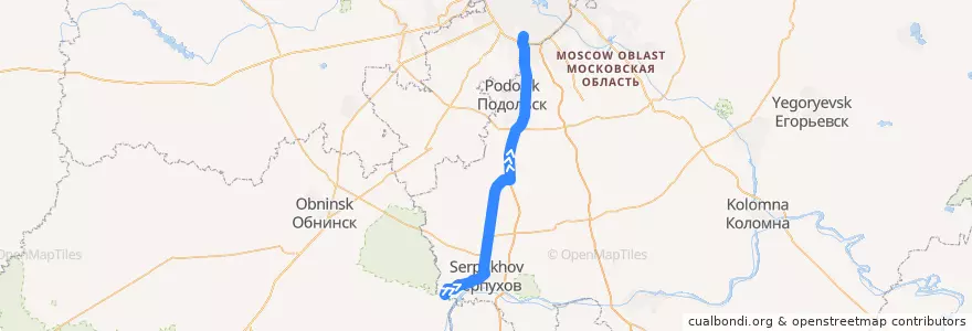 Mapa del recorrido Автобус 363: Протвино - Метро "Лесопарковая" de la línea  en Oblast Moskou.