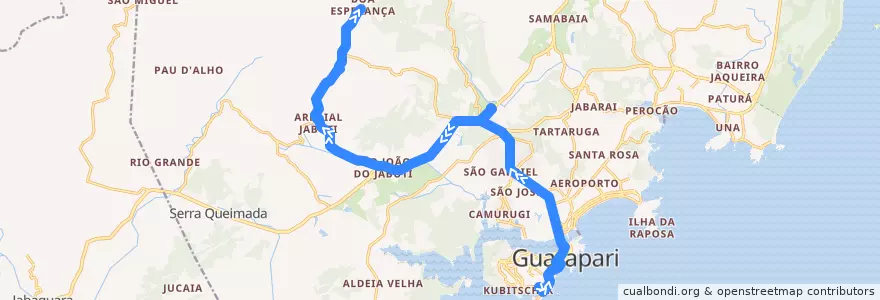 Mapa del recorrido 050 Praça Vitória x Boa Esperança de la línea  en Guarapari.