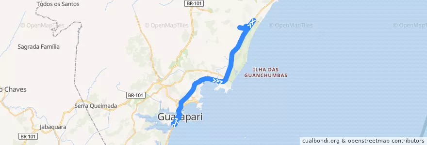 Mapa del recorrido 022 Praça Vitória x Vilage do Sol via Avenida Ewerson de A. Sodré de la línea  en Guarapari.