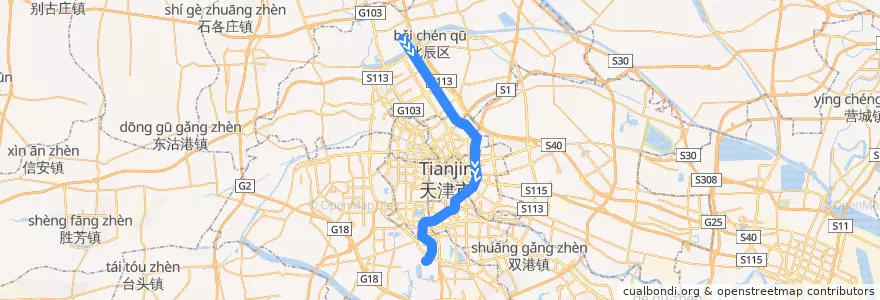 Mapa del recorrido 天津地铁5号线 de la línea  en Tianjin.
