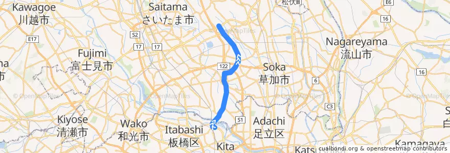 Mapa del recorrido Saitama Rapid Railway Line (Akabane-Iwabuchi -> Urawa-Misono) de la línea  en Kawaguchi.