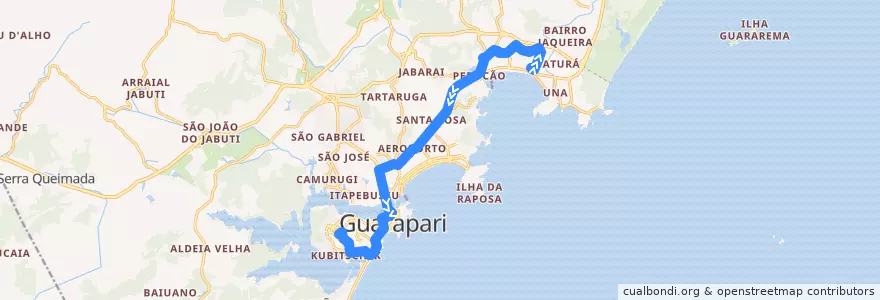 Mapa del recorrido 043 Pontal de Santa Mônica x Independéncia via SESC de la línea  en Guarapari.