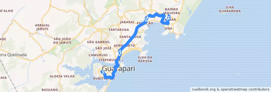 Mapa del recorrido 042 Paturá via Pontal de Santa Mônica x Independéncia via Ewerson de A. Sodré de la línea  en Guarapari.