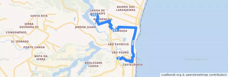 Mapa del recorrido 863 Residencial Jacaraípe / Terminal Jacaraípe via Castelândia / Costa Dourada de la línea  en 塞拉.