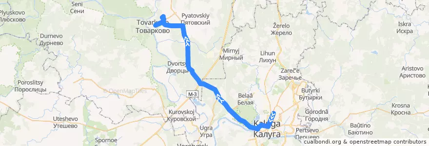 Mapa del recorrido Автобус Товарково - Калуга de la línea  en Oblast de Kalouga.