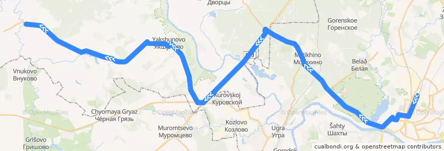 Mapa del recorrido Автобус Калуга - Щуплово de la línea  en 卡卢加州.