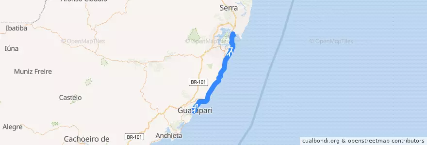 Mapa del recorrido 063/5 Guarapari - VIX via Camburi de la línea  en Região Metropolitana da Grande Vitória.