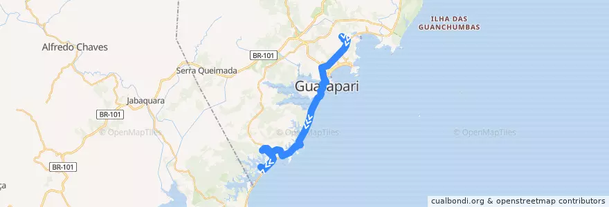 Mapa del recorrido 008 Portal Club x Porto Grande via Muquiçaba e SESC de la línea  en Guarapari.