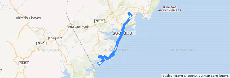 Mapa del recorrido 007 Porto Grande x Portal Club via Av. Ewerson de A. Sodré de la línea  en Guarapari.