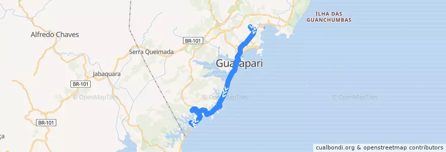 Mapa del recorrido 007 Portal Club x Porto Grande via Av. Ewerson de A. Sodré de la línea  en Guarapari.
