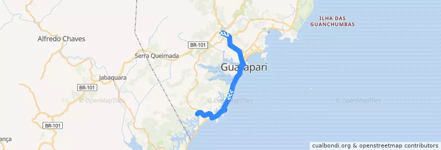 Mapa del recorrido 028 Trevo da BR 101 x Meaípe via Enseada Azul de la línea  en Guarapari.