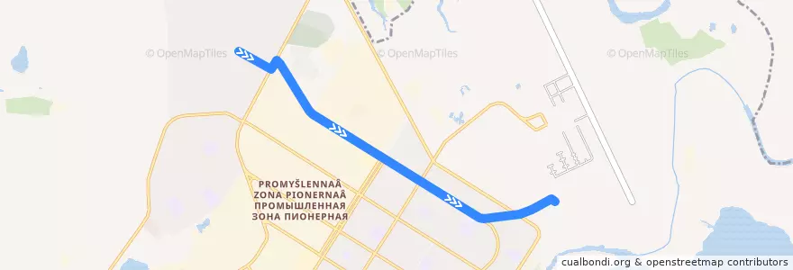 Mapa del recorrido Автобус №1Б: Украина - Авторынок de la línea  en ネフチェユガンスク管区.