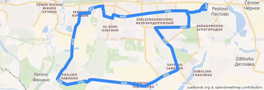 Mapa del recorrido Маршрутное такси 24: Павлино - маг. Метро- Павлино (против часовой стрелки) de la línea  en городской округ Балашиха.