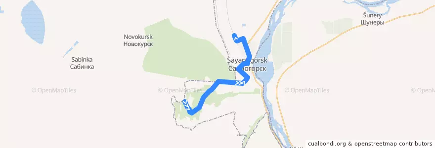 Mapa del recorrido Автобус №5: Ай-Дай – АТП de la línea  en городской округ Саяногорск.