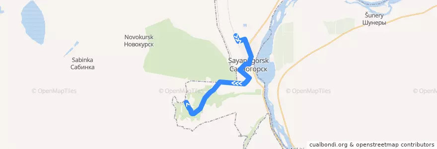 Mapa del recorrido Автобус №5: АТП – Ай-Дай de la línea  en городской округ Саяногорск.