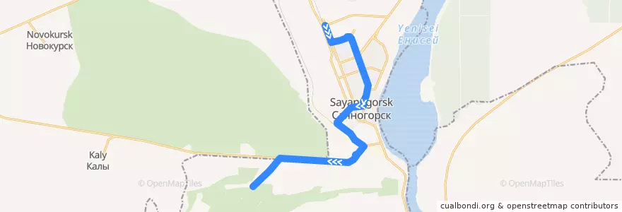 Mapa del recorrido Автобус №4: АТП – Арык de la línea  en городской округ Саяногорск.