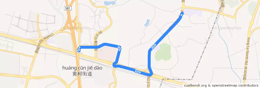 Mapa del recorrido 403路(奥林匹克体育中心总站-大淋岗总站) de la línea  en Tianhe District.