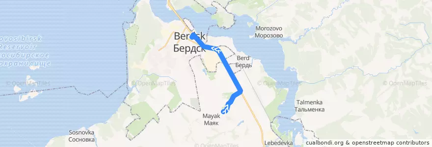 Mapa del recorrido Автобус 21: с/о «Вега 1,2» – площадь Горького de la línea  en Oblast de Novosibirsk.
