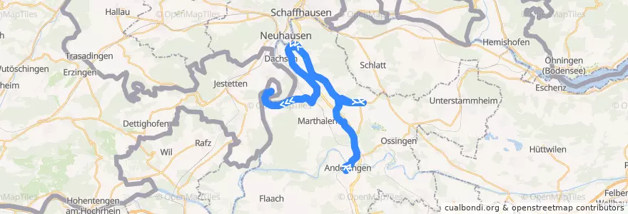 Mapa del recorrido Bus N63: Andelfingen, Bahnhof => Rheinau, Unterstadt de la línea  en Bezirk Andelfingen.