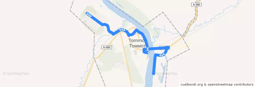 Mapa del recorrido Томмот-Синегорье de la línea  en городское поселение Томмот.