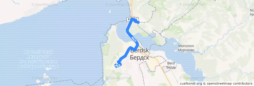 Mapa del recorrido Автобус 9: Черёмушная – Посёлок Новый de la línea  en городской округ Бердск.