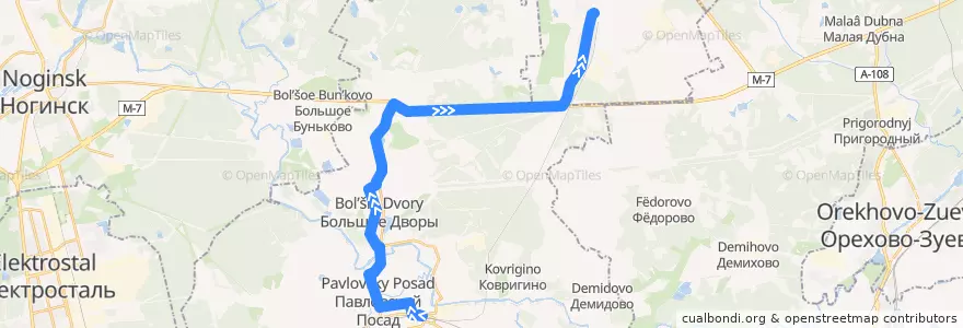 Mapa del recorrido Автобус №21: Павловский Посад - Электрогорск de la línea  en городской округ Павловский Посад.