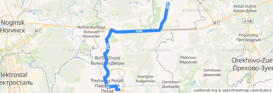 Mapa del recorrido Автобус №21: Электрогорск - Павловский Посад de la línea  en городской округ Павловский Посад.