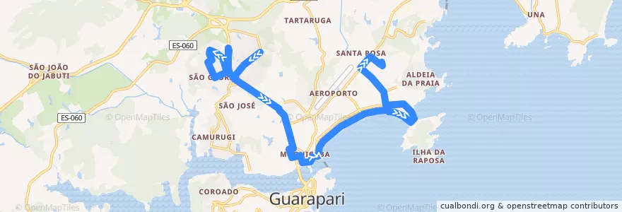 Mapa del recorrido 047 São Gabriel x Jardim Boa Vista via Praia do Morro de la línea  en Guarapari.