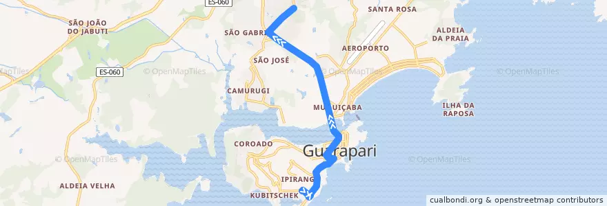 Mapa del recorrido 019 Praça Vitória x São Gabriel de la línea  en Guarapari.