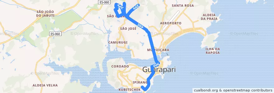 Mapa del recorrido 019 São Gabriel x Praça Vitória de la línea  en Guarapari.