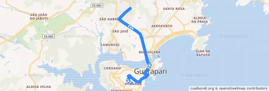 Mapa del recorrido 025 Ipiranga x Bela Vista de la línea  en Guarapari.