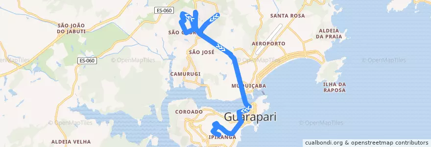 Mapa del recorrido 025 Bela Vista x Ipiranga de la línea  en Guarapari.