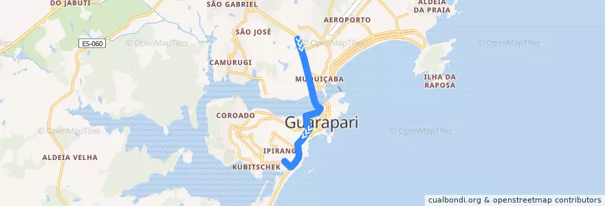 Mapa del recorrido 023 Sol Nascente x Praça Vitória de la línea  en Guarapari.