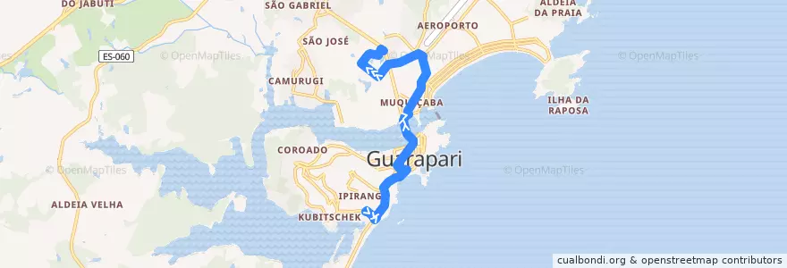 Mapa del recorrido 023 Praça Vitória x Sol Nascente de la línea  en Guarapari.