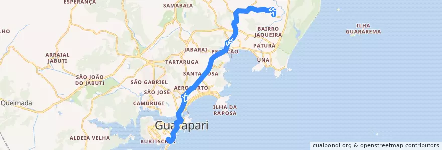 Mapa del recorrido 020 Jabuticaba x Praça Vitória via Ewerson de A. Sodré de la línea  en Guarapari.