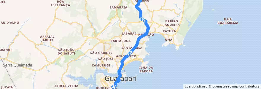 Mapa del recorrido 021 Praça Vitória x Andana via Av. Ewerson de A. Sodré de la línea  en Guarapari.