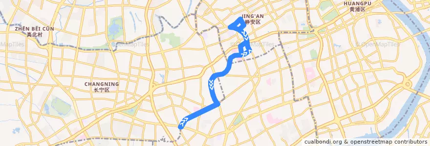 Mapa del recorrido 113路 de la línea  en Shanghai.