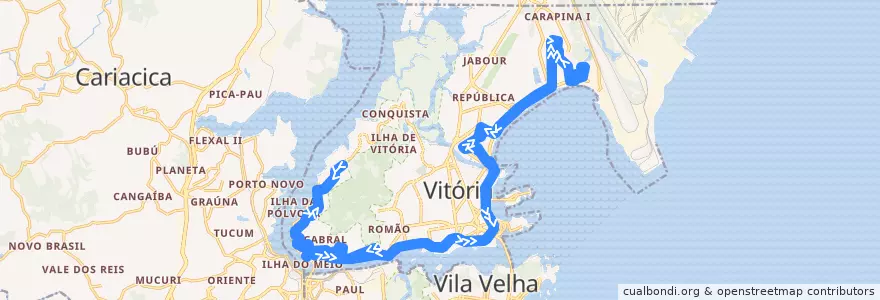 Mapa del recorrido 0290 Estrelinha / Jardim Camburi via Beira Mar de la línea  en 维多利亚.