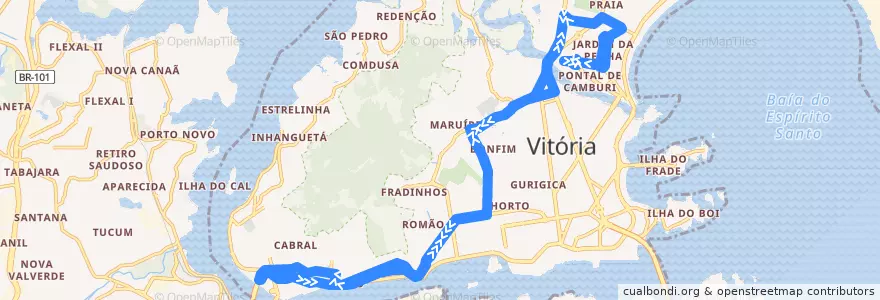 Mapa del recorrido 0184 Jardim da Penha / Rodoviária via Maurípe de la línea  en 维多利亚.