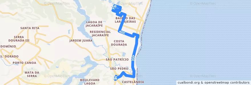 Mapa del recorrido 862 Magistrado / T. Jacaraípe via Av. Minas Gerais de la línea  en 塞拉.