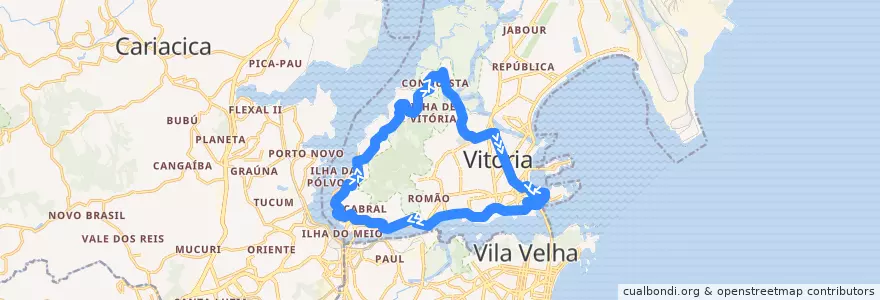 Mapa del recorrido 100B Curva da Jurema via Beira Mar (Circular) de la línea  en 维多利亚.