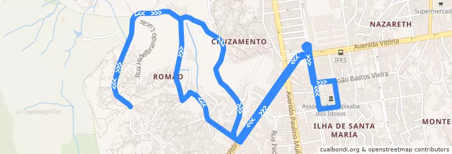 Mapa del recorrido 0015 Ilha de Santa Maria / Romão de la línea  en 维多利亚.