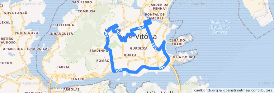 Mapa del recorrido 073S Tabuazeiro / Shopping Vitória via Jucutuquara de la línea  en Vitória.