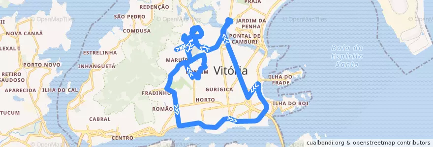 Mapa del recorrido 0074 São Cristovão / Bairro da Penha (Circular) de la línea  en Victoria.