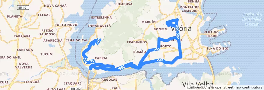 Mapa del recorrido 0051 Santo Antônio / Consulação / Itararé de la línea  en Vitória.
