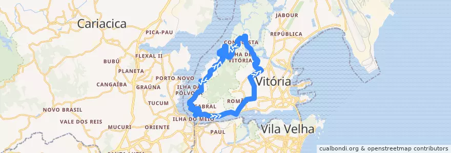 Mapa del recorrido 0072 São Pedro / Centro / Maruípe de la línea  en 维多利亚.